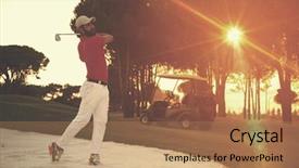  Presentation with golf course - Presentation design consisting of trap club - golf player shot ball background and a coral colored foreground