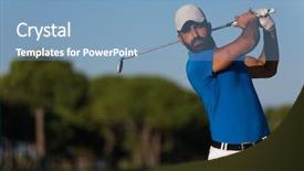  Presentation with golf player playing - Colorful slide deck enhanced with trap club - pro golf player shot ball backdrop and a  colored foreground