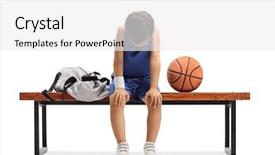  Presentation with sad - PPT theme having player sitting on a bench background and a white colored foreground
