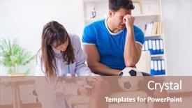  Presentation with soccer injury - Colorful presentation design enhanced with player visiting doctor after injury backdrop and a coral colored foreground