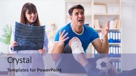  Presentation with soccer injury - Colorful PPT layouts enhanced with player visiting doctor after injury backdrop and a teal colored foreground