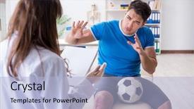  Presentation with soccer injury - Colorful slide deck enhanced with player visiting doctor after injury backdrop and a  colored foreground