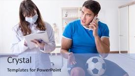  Presentation with soccer injury - Theme having player visiting doctor after injury background and a  colored foreground