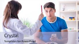  Presentation with soccer injury - PPT layouts consisting of player visiting doctor after injury background and a light blue colored foreground