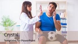  Presentation with soccer injury - Audience pleasing slide deck consisting of player visiting doctor after injury backdrop and a  colored foreground
