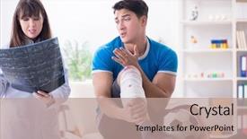  Presentation with soccer injury - PPT layouts with player visiting doctor after injury background and a  colored foreground