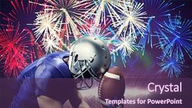 Presentation with firework - Colorful presentation design enhanced with player with ball against firework backdrop and a tawny brown colored foreground