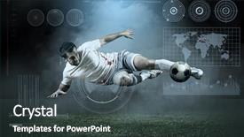  Presentation with outdoors - PPT layouts featuring player with ball in action background and a  colored foreground