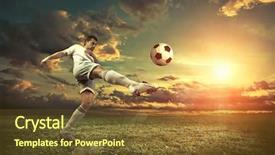  Presentation with soccer - Beautiful theme featuring player with ball in action backdrop and a  colored foreground