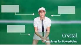  Presentation with infographic - Audience pleasing theme consisting of player woman with blank infographic backdrop and a ocean colored foreground