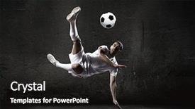  Presentation with football - Amazing presentation theme having players competing - football player kicking ball backdrop and a dark gray colored foreground