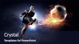  Presentation with leader - Colorful presentation theme enhanced with players competing - he is leader and forward backdrop and a navy blue colored foreground