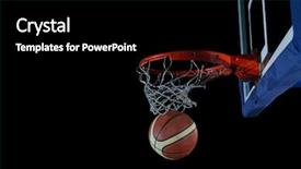  Presentation with gym ball - Audience pleasing presentation consisting of players competing courts - basketball ball board and net backdrop and a black colored foreground