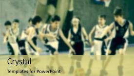  Presentation with children little child girl plays - Presentation design consisting of players competing courts - blurred background of children playing background and a yellow colored foreground