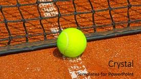  Presentation with lawn tennis a hard court - Beautiful slide deck featuring players competing courts - bright yellow tennis ball backdrop and a  colored foreground