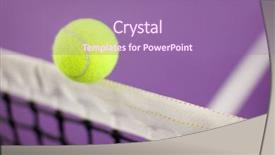  Presentation with net - Presentation design enhanced with players competing courts - tennis ball hitting the net background and a coral colored foreground