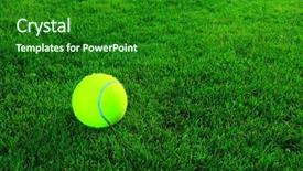  Presentation with lawn tennis a hard court - Presentation theme consisting of players competing courts - tennis balls on tennis grass background and a forest green colored foreground