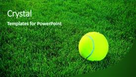  Presentation with lawn tennis a hard court - Presentation consisting of players competing courts - tennis balls on tennis grass background and a forest green colored foreground