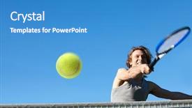 Presentation with tennis - Presentation design with players competing courts - young active man playing tennis background and a teal colored foreground