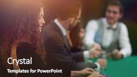  Presentation with slot machine in the casino - Beautiful theme featuring players in the casino backdrop and a wine colored foreground