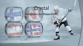  Presentation with teams - Theme having players in the ice olympic background and a  colored foreground