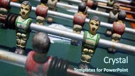  Presentation with metallic - Presentation design enhanced with players of a foosball table background and a ocean colored foreground