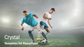  Presentation with football players field - Slide set with players on a football field background and a gray colored foreground