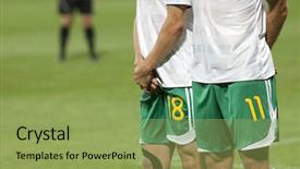  Presentation with free - Audience pleasing presentation theme consisting of players prepared to defend free backdrop and a yellow colored foreground