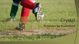  Presentation with soccer field - Audience pleasing presentation consisting of players-run-on-a-soccer backdrop and a yellow colored foreground
