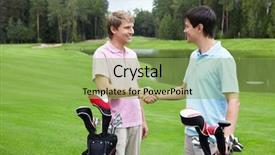  Presentation with course - Beautiful slides featuring players shake hands on the golf course backdrop and a yellow colored foreground