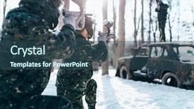  Presentation with battle - Beautiful theme featuring players shooting at enemy winter backdrop and a  colored foreground