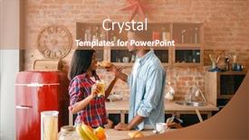  Presentation with black couple having fun - Presentation theme featuring playful black couple having fun on the kitchen background and a coral colored foreground