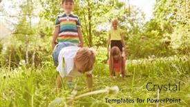  Presentation with summer holiday - Theme enhanced with playful-boys-and-girls-competing background and a gold colored foreground