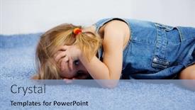  Presentation with carpet - Colorful slide set enhanced with playful child lying on carpet backdrop and a light blue colored foreground