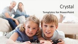  Presentation with video game 3d play games - Cool new theme with playful children playing video games backdrop and a white colored foreground