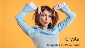  Presentation with young children playing multicultural - Beautiful theme featuring playful comical young woman joking backdrop and a  colored foreground