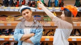  Presentation with hardware - Presentation theme featuring playful couple choosing tools in hardware store background and a coral colored foreground