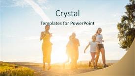  Presentation with path - Beautiful PPT theme featuring playful family running and playing backdrop and a sky blue colored foreground