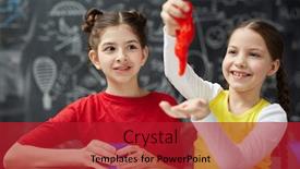  Presentation with fun - PPT theme having playful girl having fun with red slime while her friend looking at this background and a crimson colored foreground