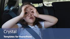  Presentation with funny - Slide deck consisting of playful-girl-making-funny-face background and a ocean colored foreground