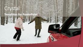  Presentation with weekend - Presentation theme consisting of playful-mature-couple-in-winterwear background and a gray colored foreground