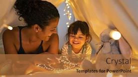  Presentation with african children - PPT theme having playful-mother-and-her-daughter background and a red colored foreground