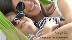  Presentation with sharing - Cool new PPT layouts with playful-mother-and-her-son backdrop and a coral colored foreground