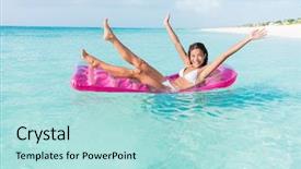  Presentation with beach party - Amazing theme having playful on pink pool float backdrop and a light blue colored foreground