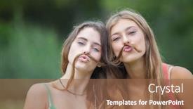  Presentation with teens - Slides having playful-teens-girls-with-hair background and a coral colored foreground