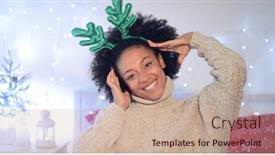  Presentation with antlers - Cool new presentation design with playful-young-woman-wearing-green backdrop and a  colored foreground