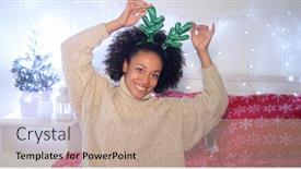  Presentation with green - Cool new presentation theme with playful-young-woman-wearing-green backdrop and a  colored foreground