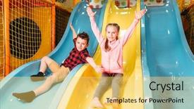  Presentation with childrens - Theme enhanced with playground - kids riding from childrens slides background and a yellow colored foreground