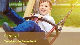  Presentation with swing - Beautiful PPT theme featuring playground - laughing little boy riding backdrop and a tawny brown colored foreground