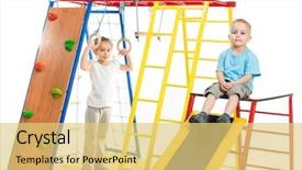  Presentation with playground - Cool new PPT layouts with playground and kids on a white background backdrop and a yellow colored foreground